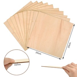 10PCS Basswood Sheets, Craft Wood Pieces, Unfinished Rectangle Blank Wooden Plaques, Pyrography Wood Blanks, Natural Slices Wooden, Panel Boards, Wooden Cutouts for Craft DIY Project(200x200x2mm)