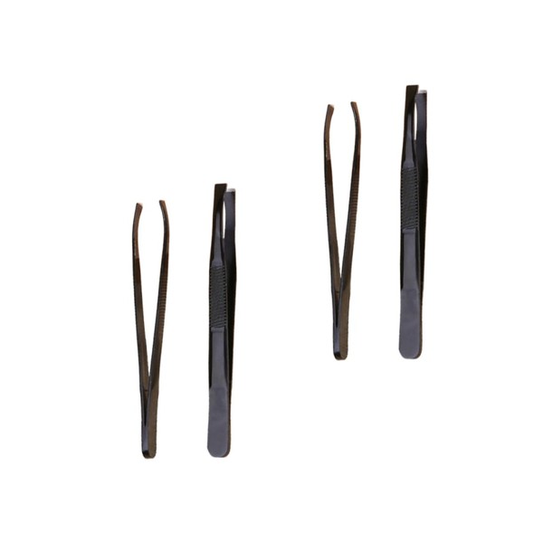 TOVINANNA 4pcs Black Stainless Steel Eyebrow Clips Eyebrow Shaping Tools