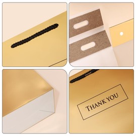 SHYRABBIT Thank You Gift Bags Three Kinds of THANK YOU Print Design Gold Paper Bag with Handles, 12.2x9.8x3.1inch Gift Bags for Small Business Wedding Bridal Shower Baby Shower 3 PACK
