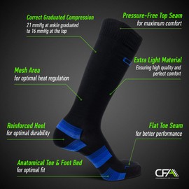 CFA V1+V2 Quality Compression Socks for Men and Women - Ideal for Running, Gym, Cycling, Muscle Recovery or Workouts - Sustainable Danish Design