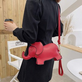 MILATA Animal Elephant Shape Crossbody Bag Purse Fashion Women Pu Leather Chic Shoulder Bag Clutch for Girls (red)