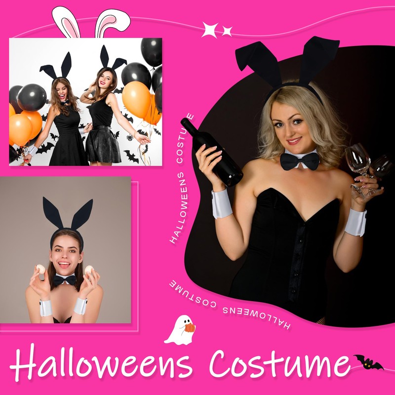 Scotamalone Bunnys Costume Accessories Set for Women Halloweens Rabbitss Ear