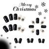 Christmas Press on Nails Short Square Black Snowflake False Nails