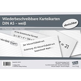Wiederbeschreibbare Karteikarten DIN A5 - weiß: Im Klassensatz - liniert/kariert: Im Klassensatz - liniert/kariert - abwischbar