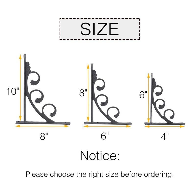 OVOV 6 Pack Decorative Shelf Brackets Wall Mounted Shelving Brackets