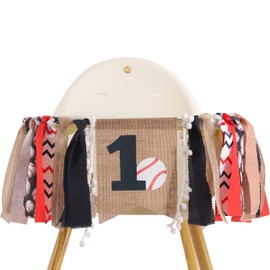 Bandera de béisbol para silla alta de primer cumpleaños – Banne de novato del año, decoraciones de primer cumpleaños de béisbol, pancarta de una silla alta, pancarta de béisbol para niños de primer cumpleaños, accesorio para tartas