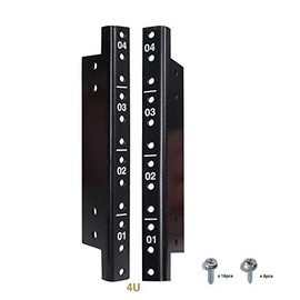 Sound Town 2-pack 4U Steel Rack Rails, with Black Powder Coated Finish and Screws (ST-RR-04U)