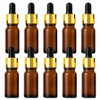Living Maker Cosmetics Oil Dropper Essence Essential Container 10ml, brown + black rubber + gold cap, 10 pcs / 리빙메이커 화장품 오일 스포이드 에센스 에센셜 용기 10ml, 갈색 + 블랙고무 + 골드캡, 10개