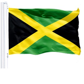 G128 Jamaica Jamaican Flag | 3x5 Ft | LiteWeave Pro Series Printed 150D Polyester | Country Flag, Indoor/Outdoor, Vibrant Colors, Brass Grommets, Thicker and More Durable Than 100D 75D Polyester
