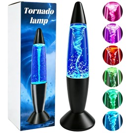 HURODEN Twister Hurricane Light, 14-Inch Tornado Lamp Glitter Motion Light 7 Colors Touch Changing Night Light Relaxing Table Lamp for Home Bedroom Office Decoration Lighting Decor (Black)