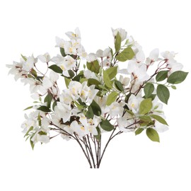 IPOPU White Bougainvillea Artificial Flowers 30.31 in 4 PCS Silk Bougainvillea Artificial Long Stem Flowers Silk Flowers Faux Bougainvillea for Wedding Centerpieces Home Garden DIY Decor(White)