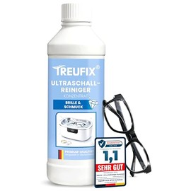 Treufix Ultrasonic Cleaner Concentrate Glasses Cleaner & Jewellery Cleaner | For maximum cleanliness and cleaning of glasses, jewellery, watches etc. in an ultrasonic bath 750 ml, made in Germany
