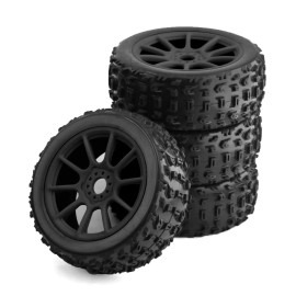 Losi Arrma Traxxas Hpi Front & Rear 17mm Hex TIRES & Wheels for 1/8 Losi 8ight Buggy Black #3