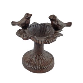 Unbranded Small Cast Iron Leaf Perched Birds Feeder Free Standing Garden Porch Decor