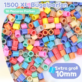 Homgaty Large Ironing Beads 10 mm with Pegboards and Ironing Paper, 10 Macaron Pastel Colours, XL Plug-In Beads Refill Set, Creative Bead Set for Children from 3 Years