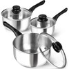 MICHELANGELO Stainless Steel Saucepan with Lid 6pcs, Triply Base Stainless