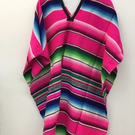 "Handmade" ADULT MEXICAN PONCHO SERAPE SALTILLO COSTUME FIESTA ONE SIZE FITS ALL Unisex - Pink