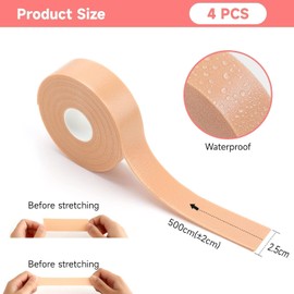 Heel Stickers Tape Moleskin Padding Tape Feet Moleskin Tape, 4 Rollers Moleskin Tape Roll Moleskin Blisters Padding, Moleskin Padding for Shoes, Moleskin Tape for Toes Feet Blisters Prevention