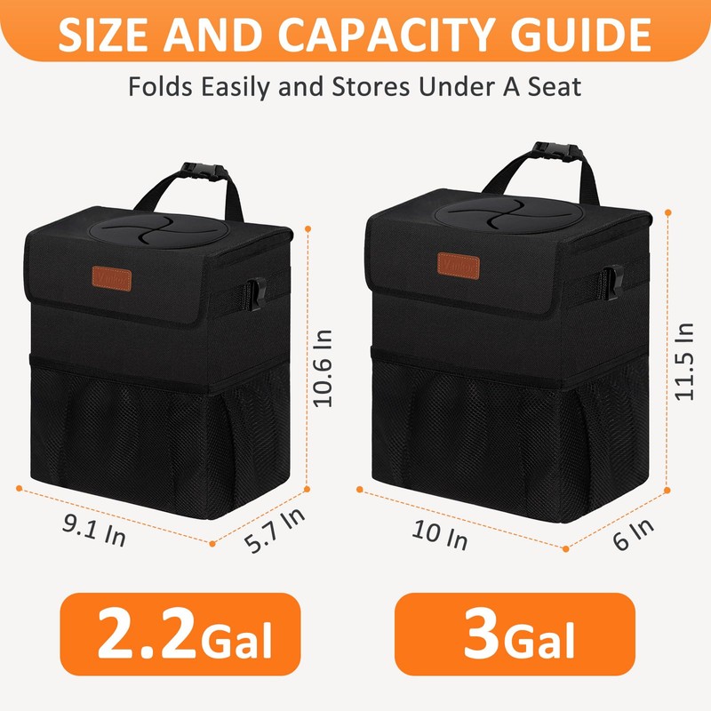 Vankor Car Trash Can Bin with Lid Hanging for Back