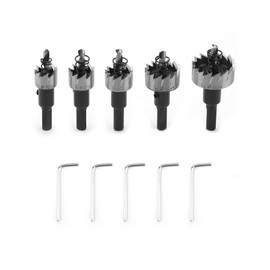 QWORK Hole Saw Set, 5 Pieces 16/18.5/20/25/30 mm HSS Steel Hole Saw for Metals, Steel, Stainless Steel, Aluminium, Wood, Plastic (16 ~ 30 mm)