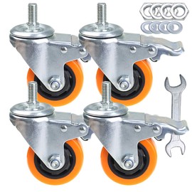 Stem Casters Heavy Duty Swivel Threaded Stem Caster Wheels with American Size 1/2''-13x1'' Thread Dual Locking Wheel with Brakes Pack of 4 (5 inch, with Brake)
