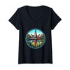 Womens North Star Compass Rose V-Neck T-Shirt