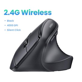 UGREEN Vertical Mouse Bluetooth 5.0 & 2.4G Wireless Ergonomic Mouse with 5 Buttons, 4000 DPI, Balck & Pink Ergonomic Mouse Compatible with PC/Laptop-Deals for You:_Black-2.4G Model
