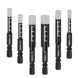 Mgtgbao 6PCS Dry Diamond Drill Bits Set, Core Drill bit for Granite Marble Tile Ceramic Stone Glass (NOT for Wood) Hex Shank Diamond Hole Saw Set with 3/16,1/4, 5/16, 3/8, 1/2.