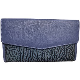 Baroncelli Leather Wallets for Women Size Large Capacity - Designer Elephant Print Color Violet - Genuine Leather Wallet Compact with Zipper Pocket - Credit Card Holder for Womens