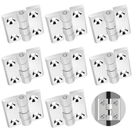 Pack of 8 Hinges Heavy Duty, Stainless Steel Connector Hinges, 5 mm Thick Silver Heavy Duty Hinge, Noise Reducing M4 Hinges, Foldable, Gate Hinges for Doors, Windows, Cabinets