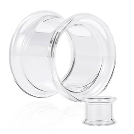Vankula 2PCS 8-16mm Glass Ear Gauges Plugs and Tunnels Black Double Flared Saddle Ear Stretcher Expander Body Jewelry (Clear, 14mm(9/16"))