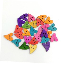 COHEALI 100pcs Wooden Buttons Wooden Buttons Art DIY Craft Supplies Sewing Buttons for Crafts Clothing Accessories Colorful Curved Heart Buttons Wood Buttons Wooden Heart-Shaped