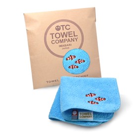 TOWEL COMPANY Imabari Towel Handkerchief, 8.7 x 8.7 inches (22 x 22 cm), Gift, Embroidery, Aquarium Life, Aquarium (Blue)