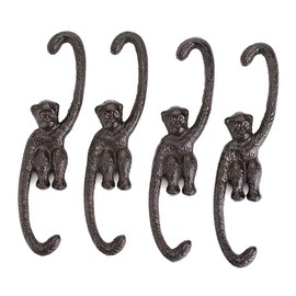 OwnMy Set of 4 Heavy Duty Cast Iron S Monkey Hooks - 8 Inch Decorative Metal Hanging Hooks S Shaped Hanging Brackets for Garden, Indoor Outdoor Home Decor