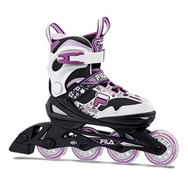 FILA J-One Adjustable Kids Inline Skates - Secure Fit for Growing Feet, Ideal for Boys and Girls, Black/Pink, Medium - Big Kid 1-4