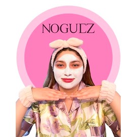 Noguez. Juego de Diadema de Baño y 2 Muñequeras Absorbentes para Skincare, Spa, Yoga, Spa Headband Women. (Rosa y Azul)