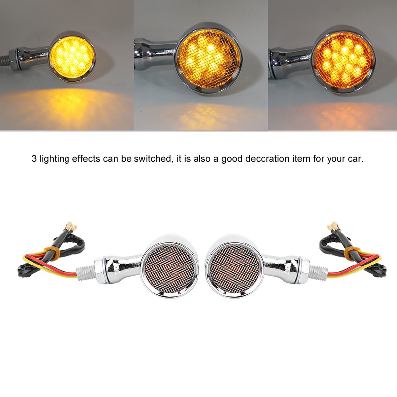 2Pcs Motorcycle Turn Signal Lamp Brake Light Vintage Grille Modification