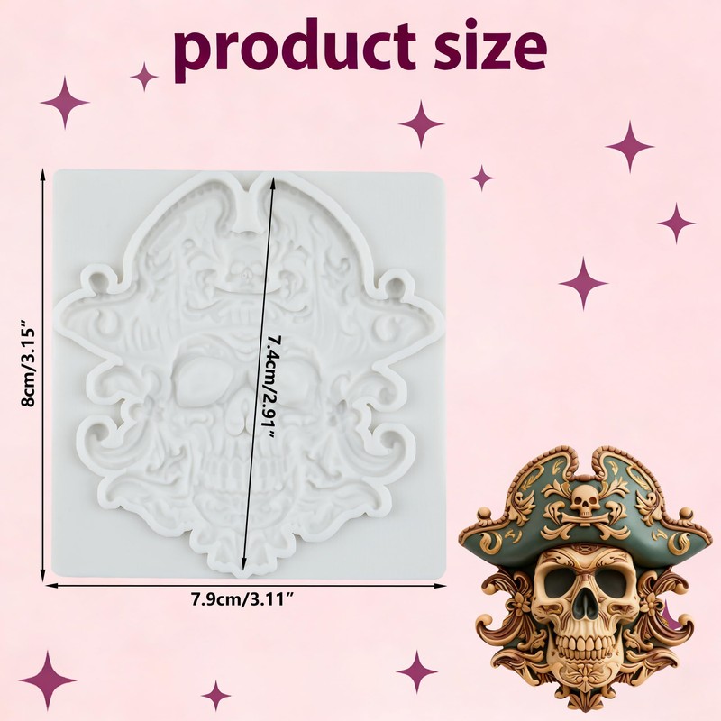 TAOXIBEI Pirate Polymer Clay Mold Pirate Skull Silicone Molds