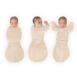 SwaddleDesigns Omni Swaddle Sack for Newborn, Transitional Swaddle Sack with Wrap & Arms Up Sleeves & Mitten Cuffs, Easy Transition Swaddle Sleep Sack, Oatmeal, Swaddle Love, Small, 0-3 Months
