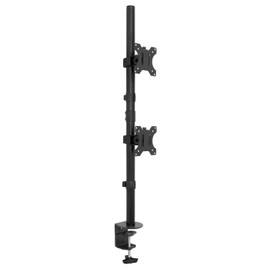 Mount-It! Vertical Dual Monitor Mount | Stacked Monitor Desk Stand | Fits 2 Computer Screens 19 20 21 22 23 24 27 32 Inches | C-Clamp and Grommet Bases | VESA 75 100 Compatible