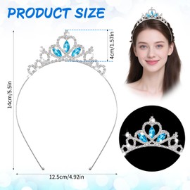 Princess Crown,Crystal Tiaras for Women,Pageant Silver Tiaras Headband Rhinestone Crowns Princess Hair Accessories for Women Birthday Wedding Halloween Party Christmas Gifts Cosplay (Blue)
