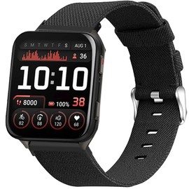 Compatible with Garmin Venu X1 Bands, Quick Release Breathable Nylon Woven Fabric Replacement Accessory Strap Compatible with Garmin Venu X1 Smartwatch (Black)