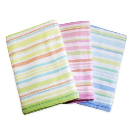 [Lightweight and Easy to Dry] 100% Cotton Front Gauze Back Pile Bath Towel 3 Color Set Striped Pattern (23.6 x 47.2 inches (60 x 120 cm)