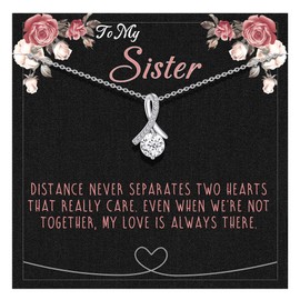 Nymerianoble Sister Birthday Gifts From Sister Necklace Dainty Pendant Necklace Silver Gifts for Sisters From Sisters Brother to My Sister Christian Gift Jewelry