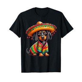 Funny Dachshund Cinco De Mayo Cute Mexican Dog Sombrero T-Shirt for Men Women Kids