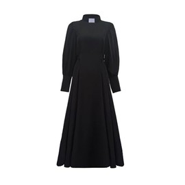 ceiyast Women Clergy Dresses with Collar Minister Church Dress Long Elegant Summer A-Line Dress(3XL,Black)