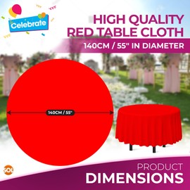 SOL 6pk Red Round Table Cloth Disposable | 140cm Party Round Tablecloths For Circular Table | Round Table Cloths Circular Tablecloth Round Table Cloth Red Round Tablecloth Red Table Cloth Round