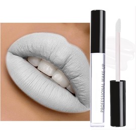 Lápiz Labial Blanco, Maquillaje Retro Brillo de Labios de Larga Duración, White Pintalabios Mate Líquido Muy Pigmentadas para Fiestas, Máscaras, Halloween (Blanco, m)