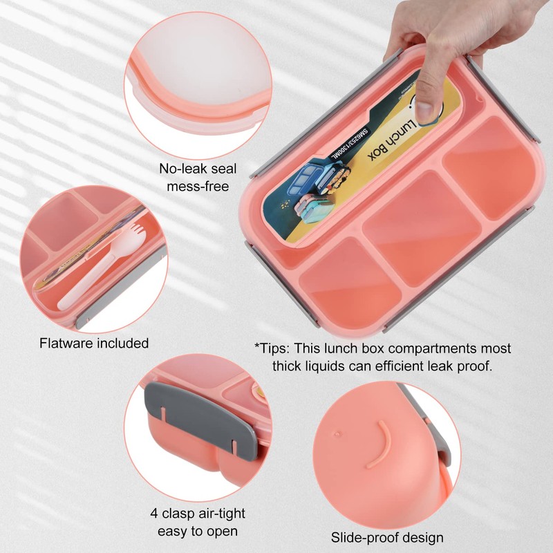 Bento Lunch Box, Kids, MaMix Containers for Adults/Students,1300ML- 6 Compartment