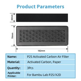 IdeaFormer IR3 3Pcs X2D P2S Activated Carbon Air Filter Replacement for Bambu Lab, Original Carbon Filter Air Purifier Filter Cartridge for Bambu Labs P2S X2D 3D Printer Accessories